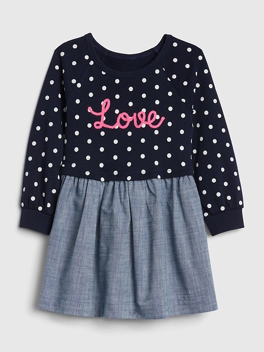 Image number 1 showing, Toddler Love Mix-Media Dress