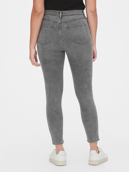 2 of 8 showing, with the color grey wash of product Soft Wear High Rise True Skinny Ankle Jeans with Secret Smoothing Pockets