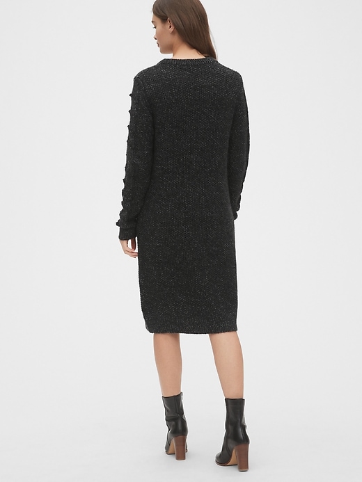 2 of 8 showing, with the color charcoal grey of product Pointelle Bobble Stitch Sweater Dress