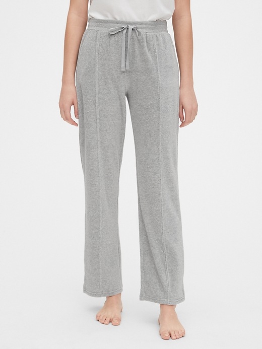 1 of 8 showing, with the color heather grey of product Velour Seamed Pants