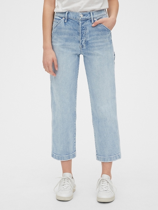 1 of 8 showing, with the color light indigo of product High Rise Carpenter Jeans