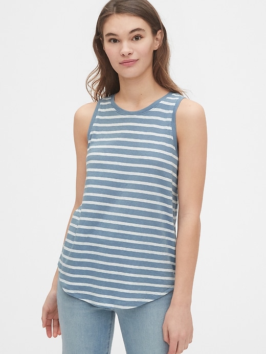 1 of 8 showing, with the color blue stripe of product Stripe Tank Top