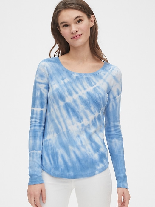 Image number 1 showing, Tie-Dye Waffle Scoopneck T-Shirt