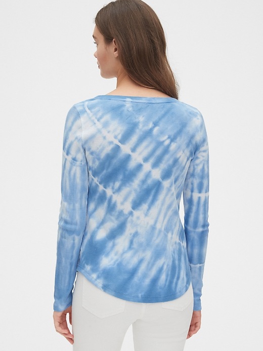 2 of 8 showing, with the color blue tie dye of product Tie-Dye Waffle Scoopneck T-Shirt