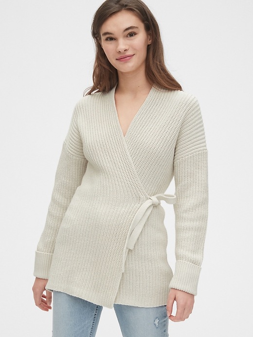 Image number 1 showing, Ribbed Wrap Cardigan Sweater