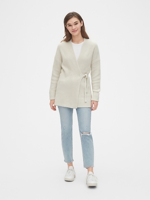 Image number 3 showing, Ribbed Wrap Cardigan Sweater