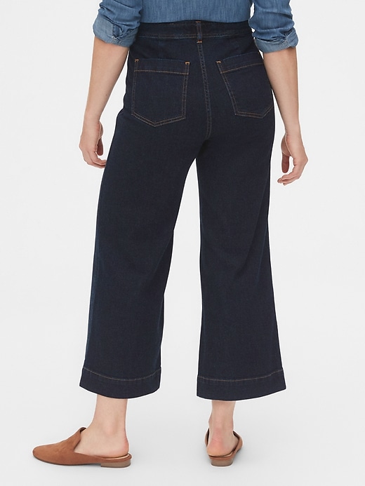 2 of 8 showing, with the color rinsed of product High Rise Wide-Leg Crop Jeans