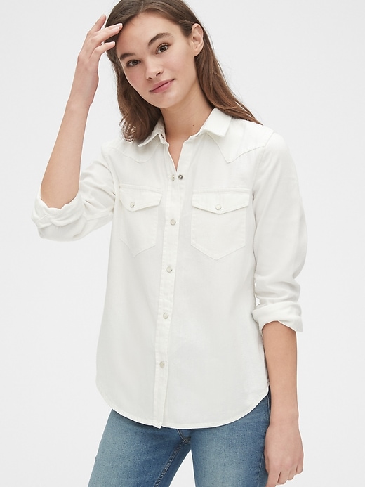 1 of 8 showing, with the color salt white of product Denim Western Shirt