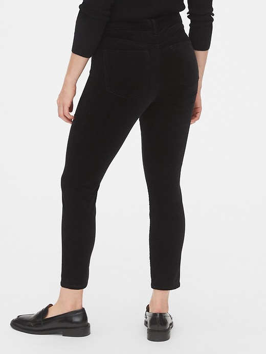 2 of 8 showing, with the color true black of product High Rise Velvet True Skinny Ankle Jeans with Secret Smoothing Pockets