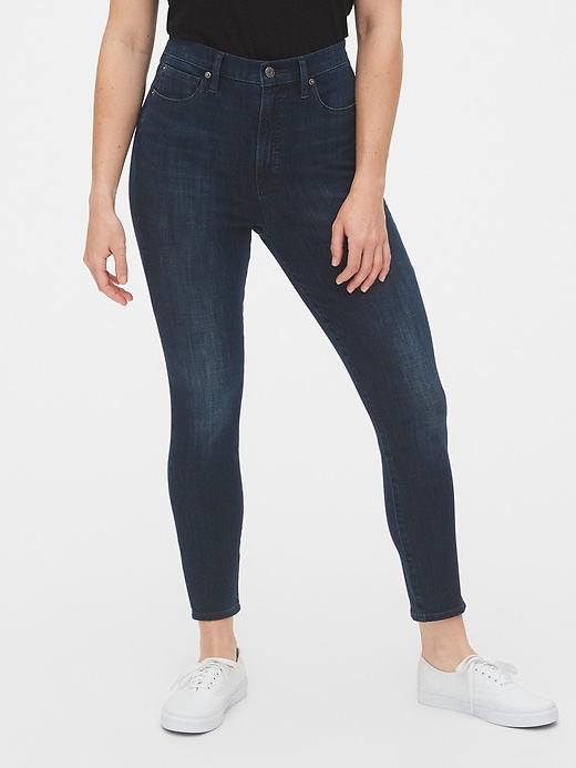 1 of 8 showing, with the color navy overdye of product Sky High True Skinny Ankle Jeans with Secret Smoothing Pockets in 360 Stretch