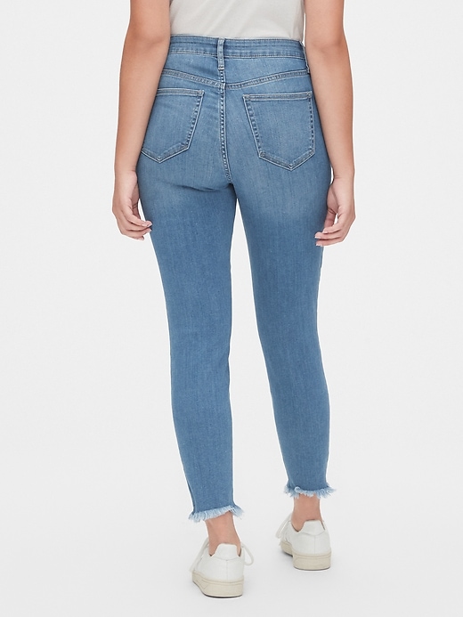 2 of 8 showing, with the color medium indigo of product High Rise Curvy True Skinny Ankle Jeans with Secret Smoothing Pockets