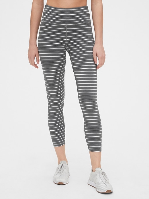 1 of 8 showing, with the color grey stripe of product GapFit High Rise Blackout Print 7/8 Leggings