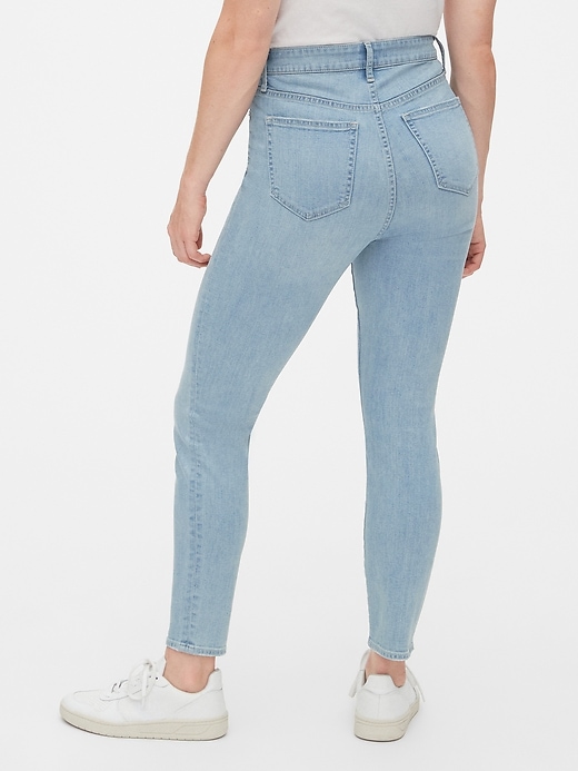 2 of 8 showing, with the color light destroy of product High Rise Curvy Distressed True Skinny Ankle Jeans with Secret Smoothing Pockets