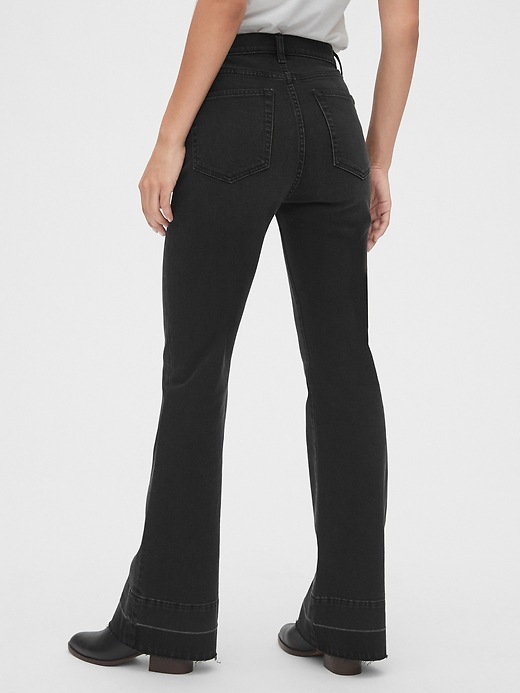 Image number 7 showing, High Rise Button-Fly Flare Jeans with Secret Smoothing Pockets