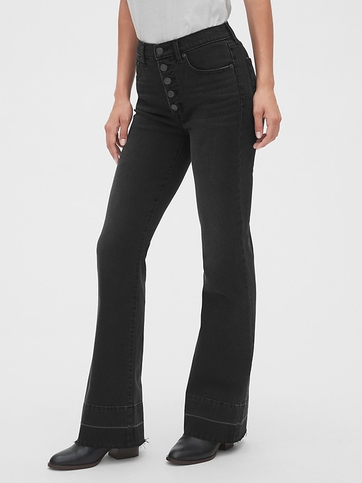 Image number 6 showing, High Rise Button-Fly Flare Jeans with Secret Smoothing Pockets