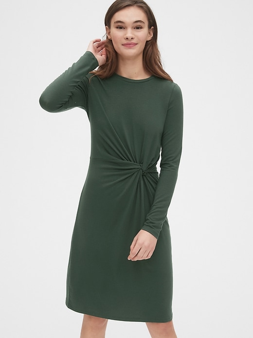 1 of 8 showing, with the color black grass of product Twist-Front Dress in TENCEL™