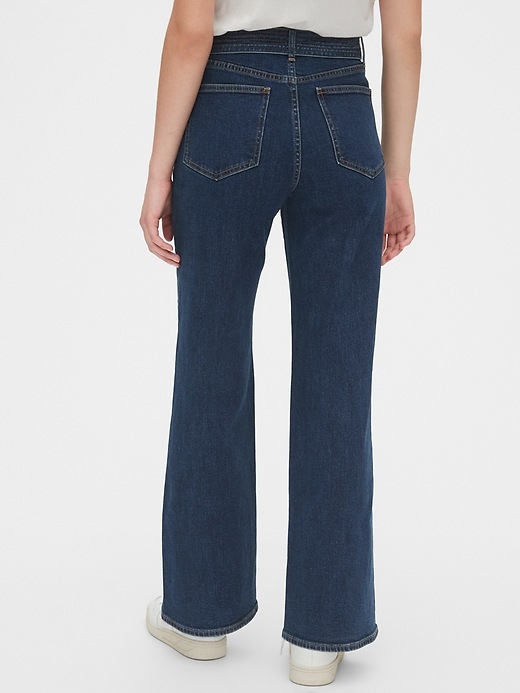 Image number 7 showing, High Rise Tie-Belt Denim Trousers with Secret Smoothing Pockets