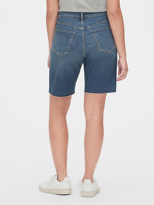 Image number 2 showing, High Rise Distressed Denim Bermuda Shorts