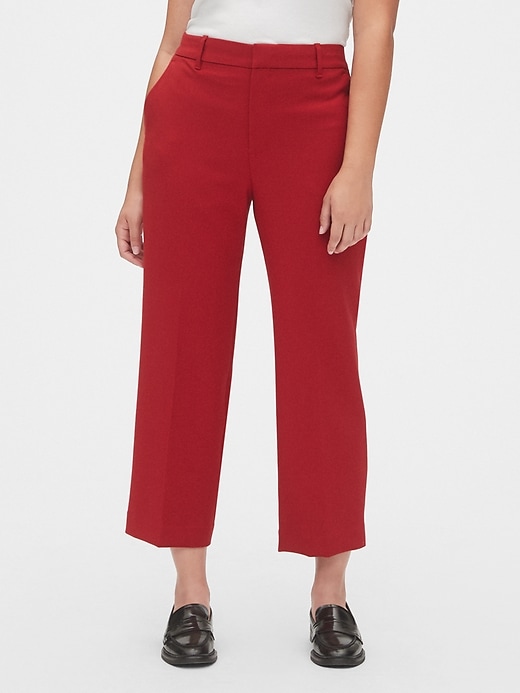 1 of 8 showing, with the color red of product High Rise Wide-Leg Crop Pants