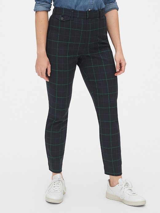 Image number 1 showing, High Rise Plaid Skinny Ankle Pants