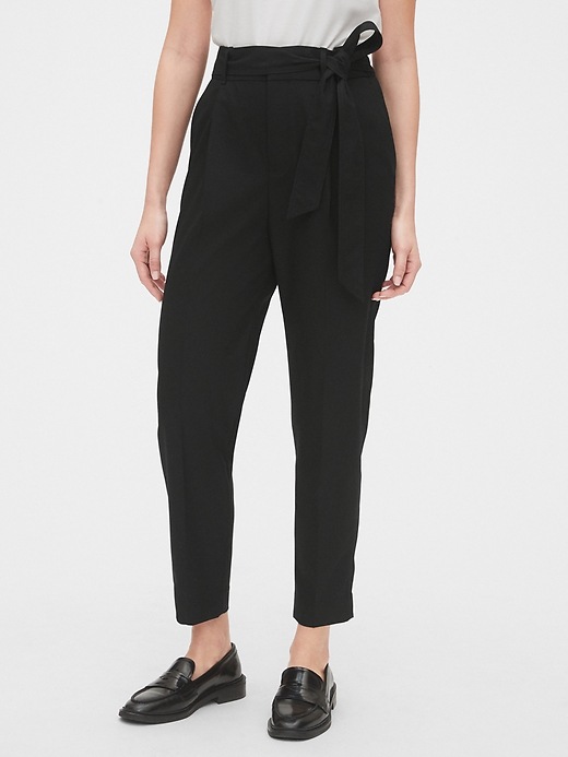 Image number 6 showing, High Rise Tie-Waist Pants