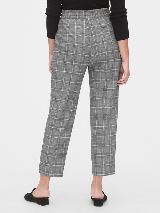 2 of 8 showing, with the color grey plaid of product High Rise Plaid Tie-Waist Pants
