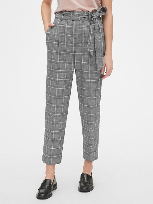Image number 6 showing, High Rise Plaid Tie-Waist Pants