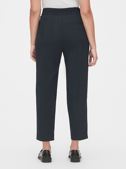 2 of 8 showing, with the color navy blue pinstripe of product High Rise Stripe Tie-Waist Pants