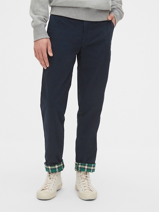 Image number 8 showing, Flannel-Lined Khakis in Slim Fit with GapFlex