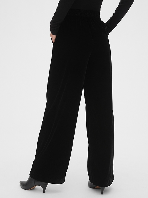 Image number 7 showing, High Rise Velvet Pleated Wide-Leg Pants