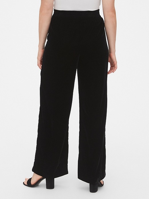 Image number 2 showing, High Rise Velvet Pleated Wide-Leg Pants