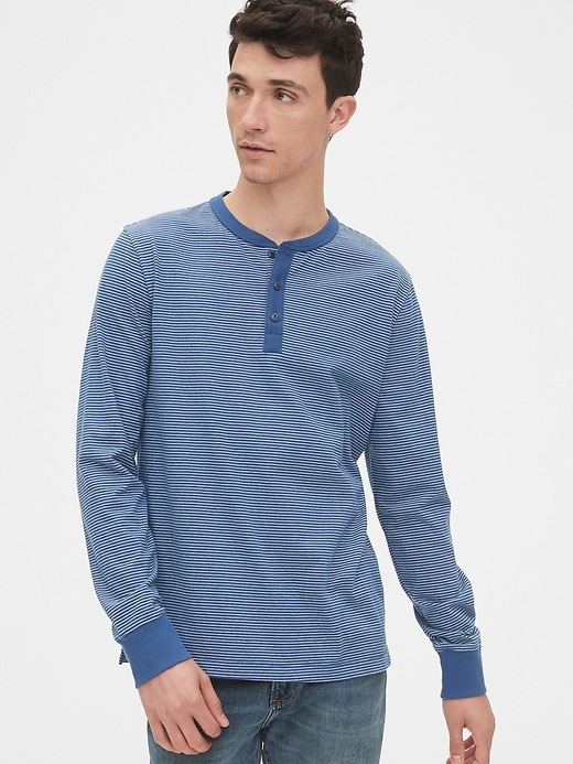 View large product image 1 of 1. Vintage Soft Stripe Henley T-Shirt