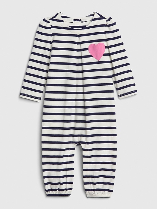 Image number 1 showing, Baby Stripe Heart One-Piece