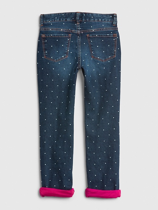 Image number 3 showing, Kids Dot Jersey-Lined Straight Jeans