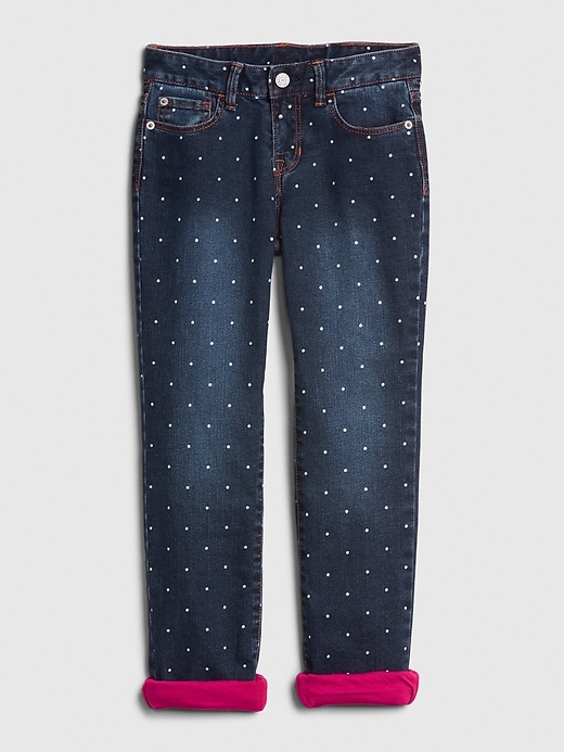 Image number 1 showing, Kids Dot Jersey-Lined Straight Jeans