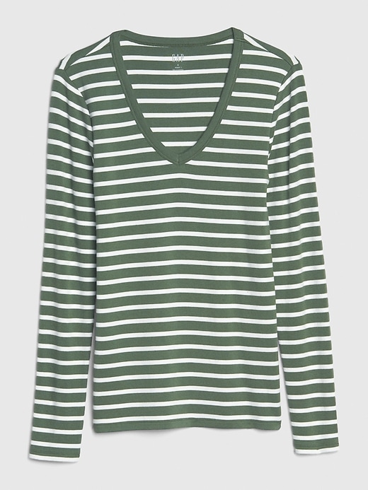 Image number 6 showing, Modern Stripe Long Sleeve V-Neck T-Shirt