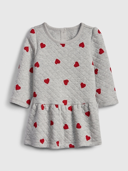 1 of 8 showing, with the color light heather gray of product Baby Quilted Heart Dress