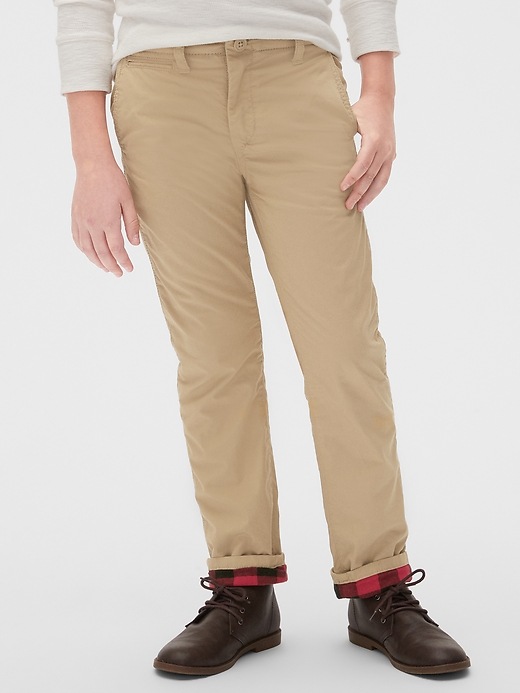 Image number 2 showing, Kids Jersey-Lined Straight Khakis
