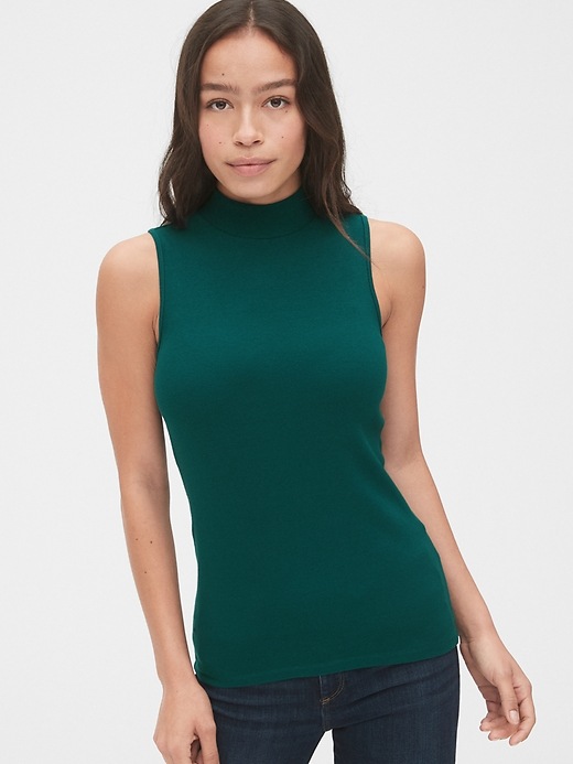 View large product image 1 of 1. Featherweight Ribbed Mockneck Tank