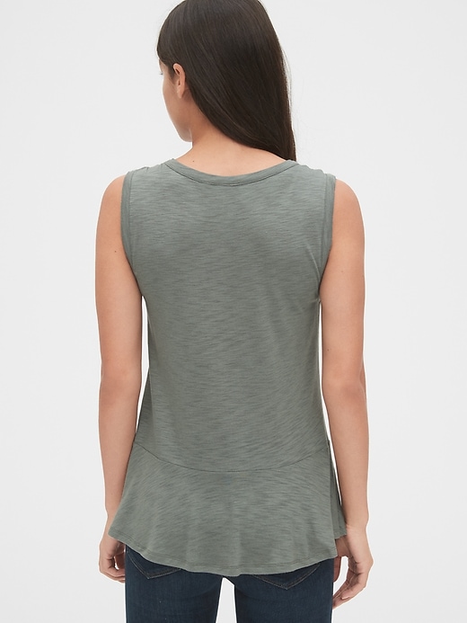 2 of 8 showing, with the color vintage palm green of product Peplum Tank Top