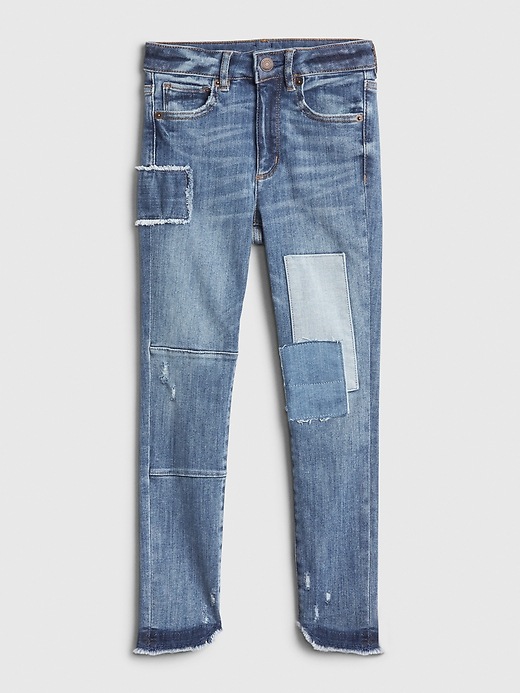 1 of 8 showing, with the color patch and repair of product Kids High Rise Patch Jeggings with Max Stretch