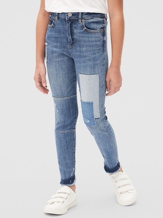 2 of 8 showing, with the color patch and repair of product Kids High Rise Patch Jeggings with Max Stretch