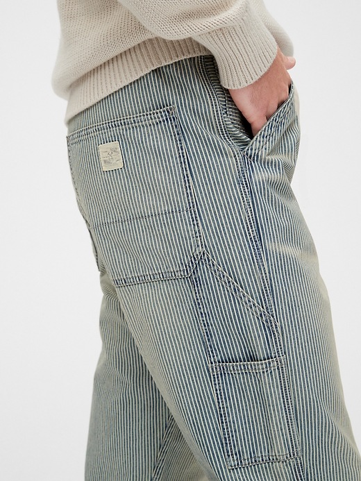 Image number 5 showing, '80s Worker Stripe Relaxed Taper Jeans
