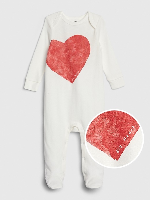View large product image 1 of 3. Baby Heart Footed One-Piece