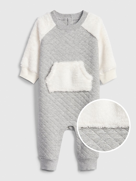 Image number 1 showing, Baby Quilted Sherpa One-Piece