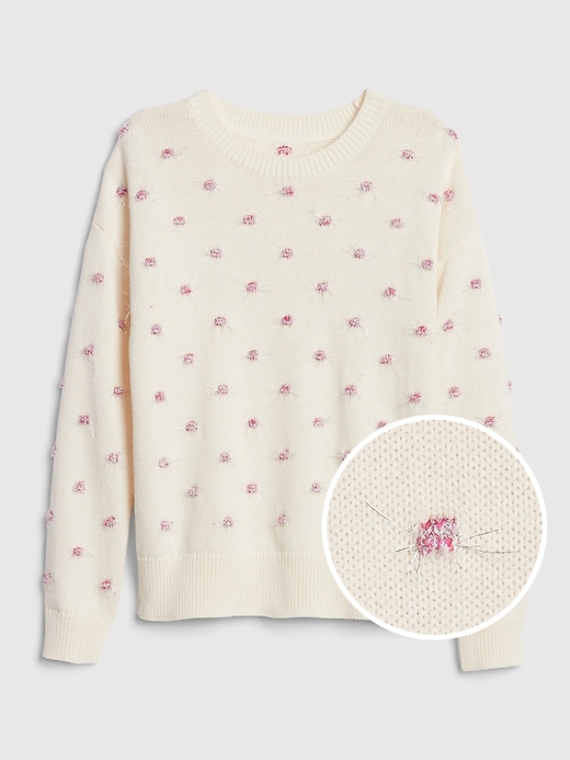 1 of 8 showing, with the color ivory frost of product Kids Tinsel Dot Sweater