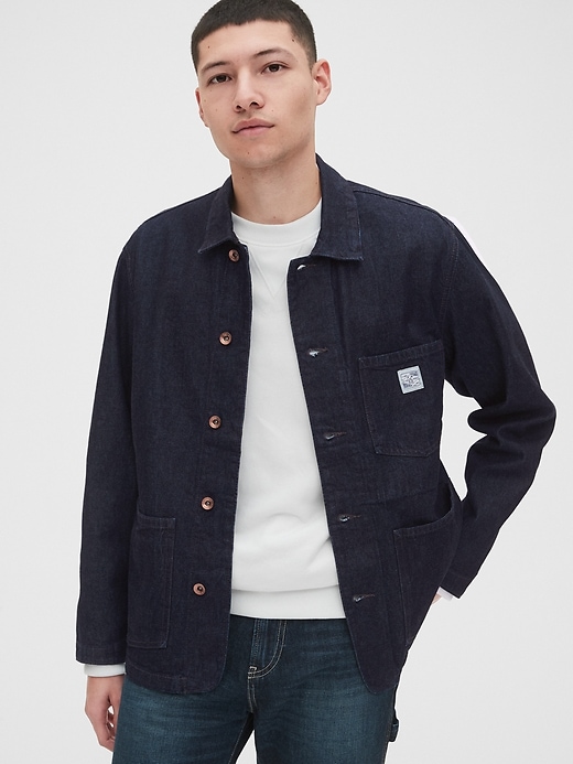 1 of 8 showing, with the color rinsed of product Denim Chore Jacket