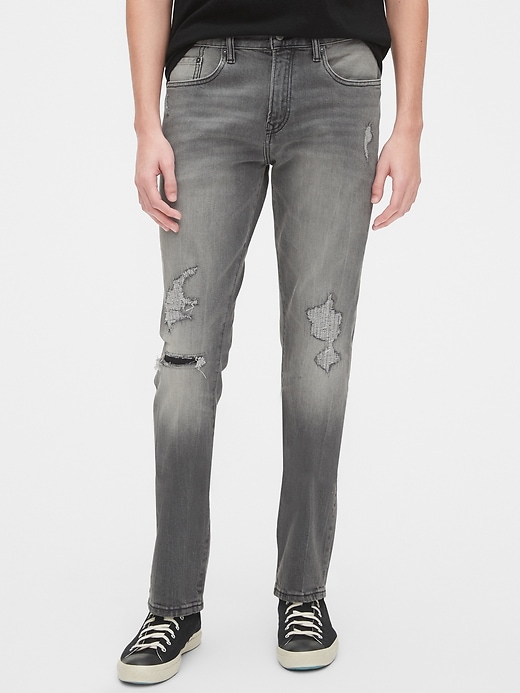 1 of 8 showing, with the color grey destroy of product Skinny Jeans with GapFlex