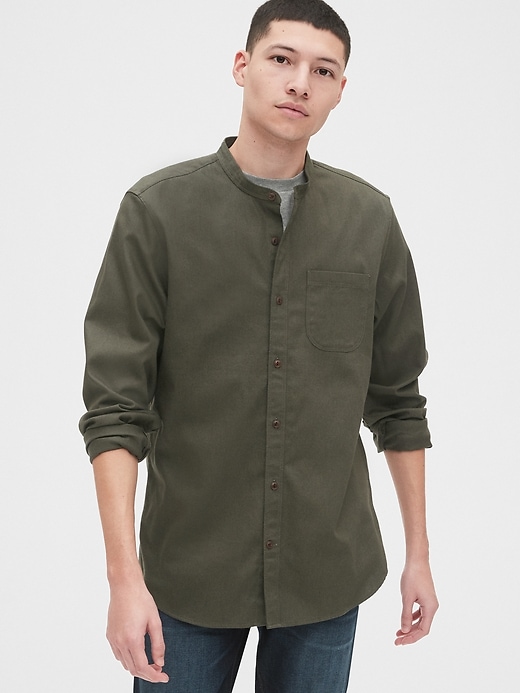 Image number 8 showing, Textured Band Collar Shirt