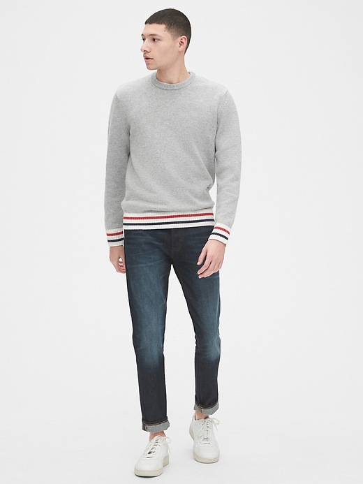 Image number 3 showing, Stripe-Trim Crewneck Sweater